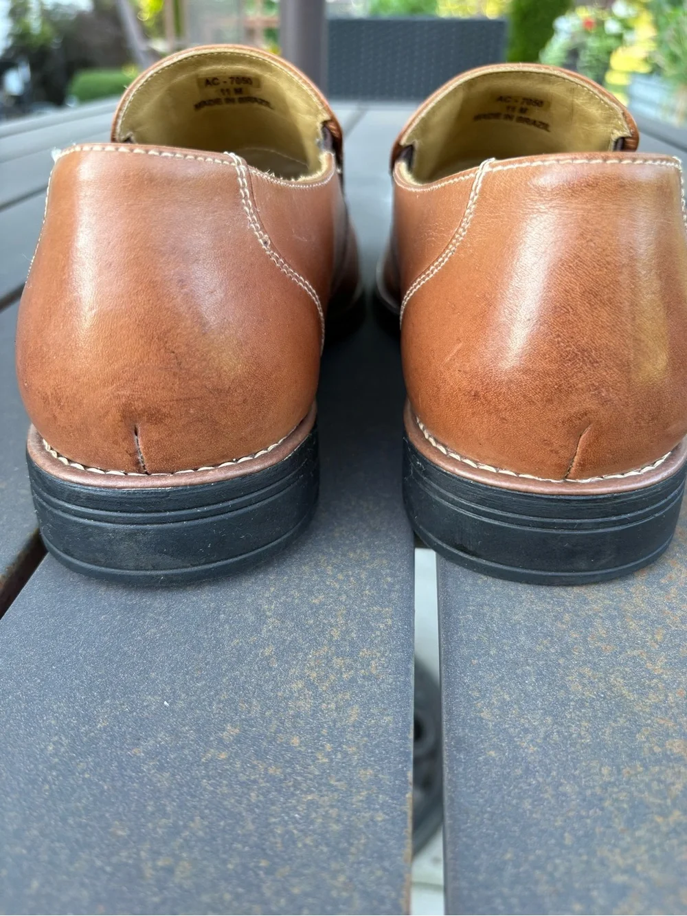 American Classic by DeLarentis Men's Tan Leather Slip-On Dress Shoes-size 11